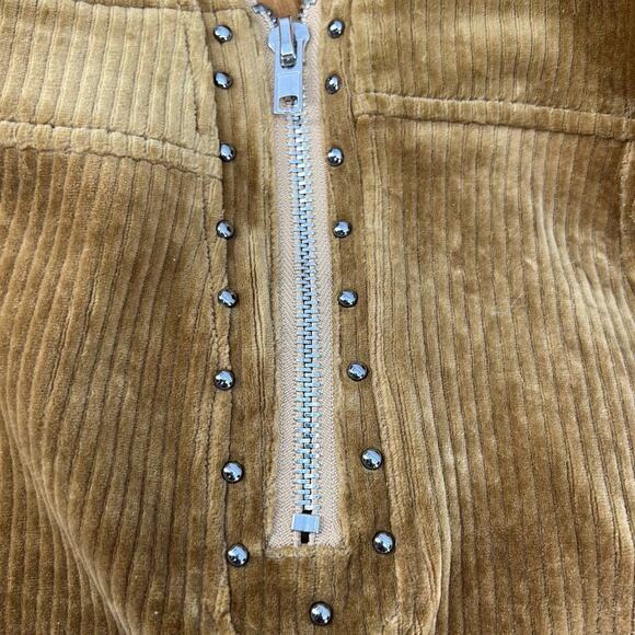 Pol Women's Corduroy Mini Skirt Size Large Mustard Color Dueling ZippersSMS14A - Picture 9 of 10